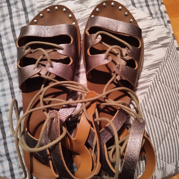 Kammi laced up leather sandals made in Italy - Picture 9 of 10